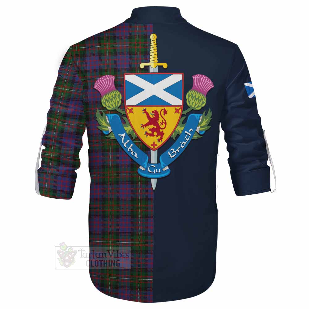 MacDonell (McDonell) Tartan Ghillie Kilt Shirt Alba with Scottish Lion Royal Arm Half Style