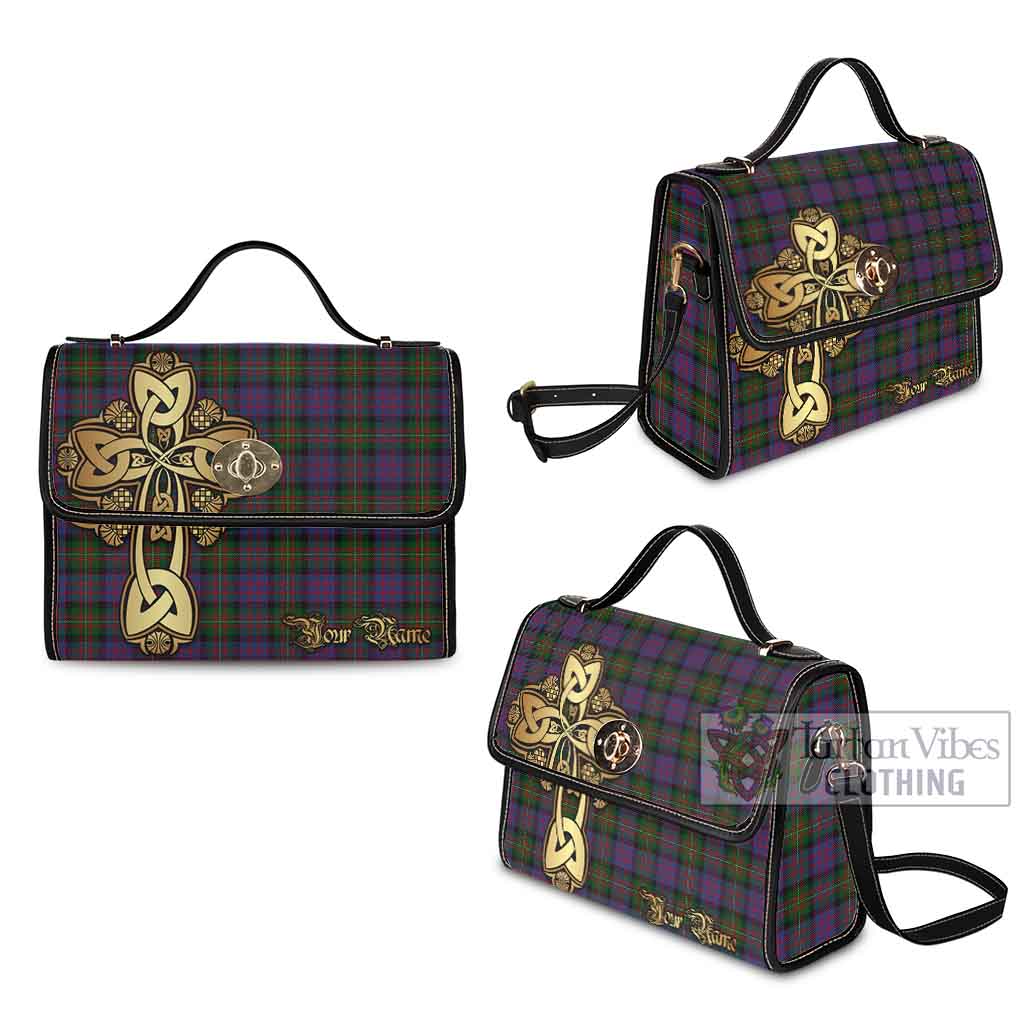 Tartan Vibes Clothing MacDonell (McDonell) Tartan Waterproof Canvas Bag Golden Thistle Celtic Cross Style