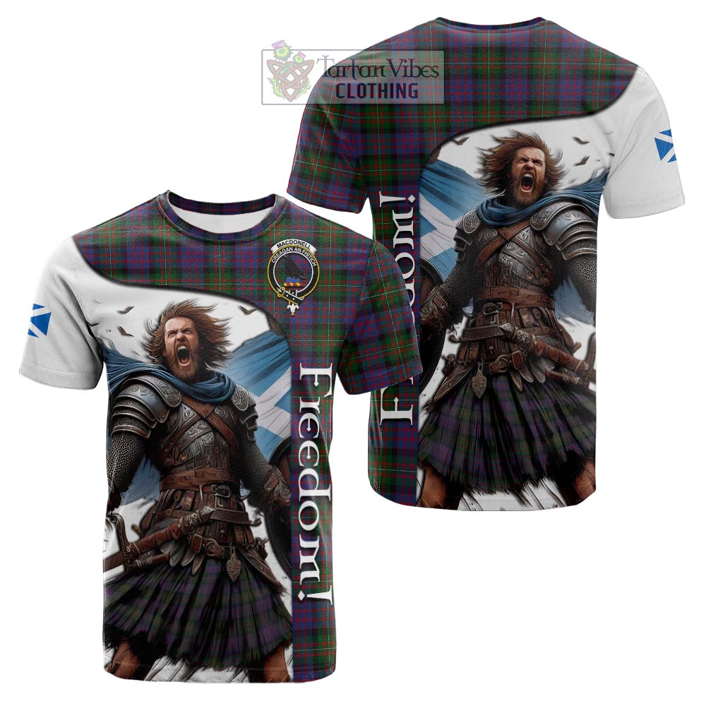 Tartan Vibes Clothing MacDonell (McDonell) Crest Tartan Cotton T-shirt Inspired by the Freedom of Scottish Warrior