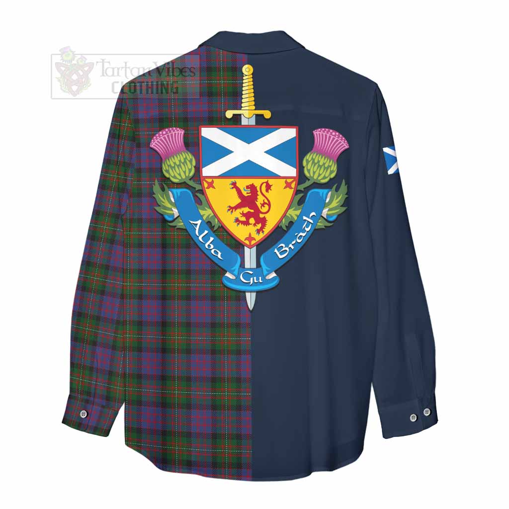 Tartan Vibes Clothing MacDonell (McDonell) Tartan Women's Casual Shirt Alba with Scottish Lion Royal Arm Half Style