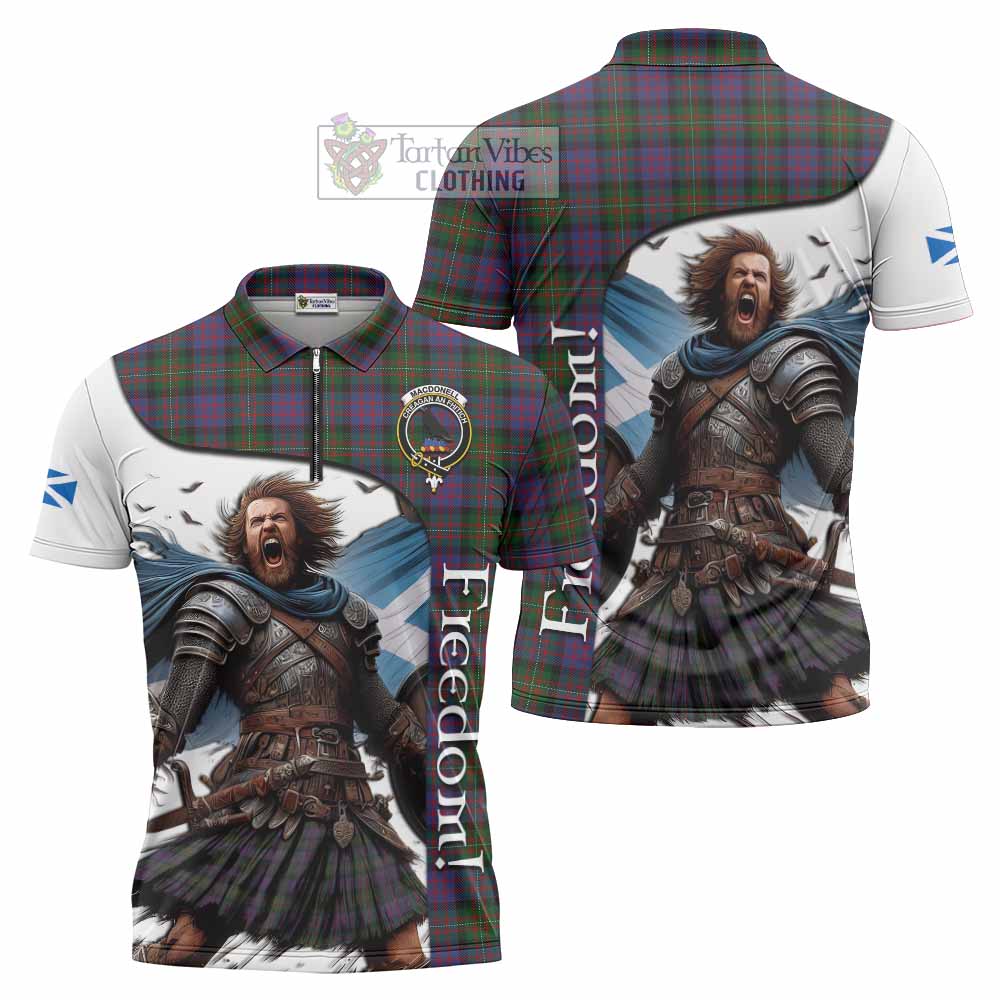 Tartan Vibes Clothing MacDonell (McDonell) Crest Tartan Zipper Polo Shirt Inspired by the Freedom of Scottish Warrior