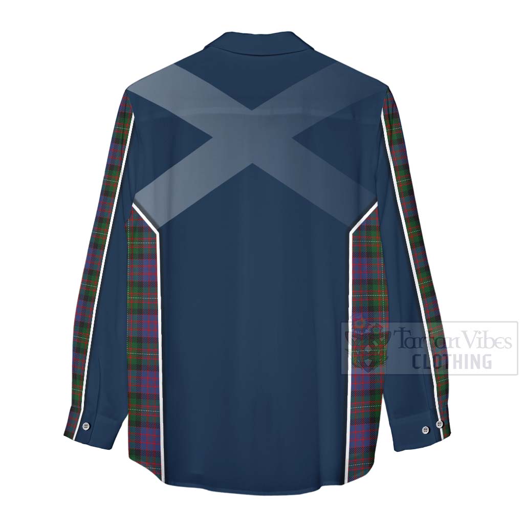 Tartan Vibes Clothing MacDonell (McDonell) Tartan Women's Casual Shirt with Family Crest and Scottish Thistle Vibes Sport Style