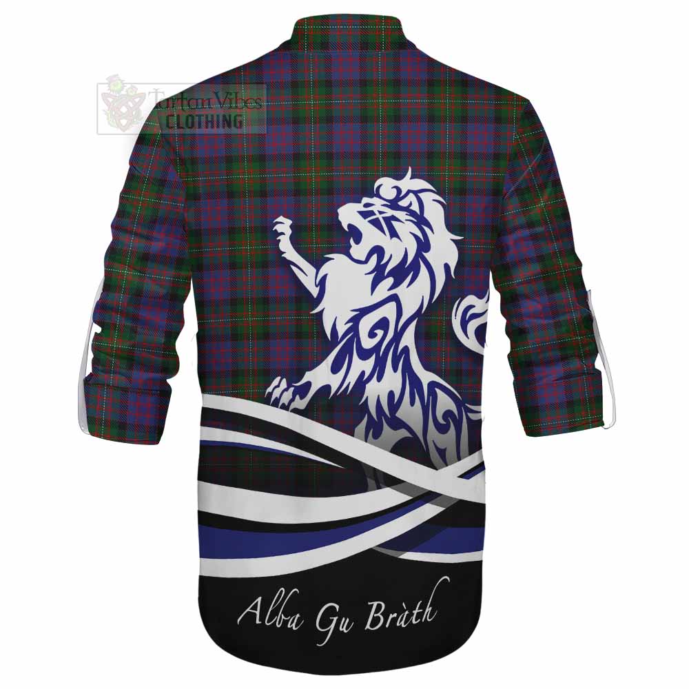 Tartan Vibes Clothing MacDonell (McDonell) Tartan Ghillie Kilt Shirt with Alba Gu Brath Regal Lion Emblem