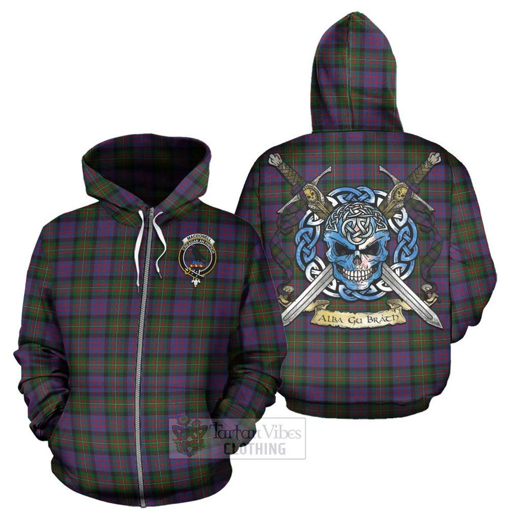 Tartan Vibes Clothing MacDonell (McDonell) Tartan Hoodie with Family Crest Celtic Skull Style