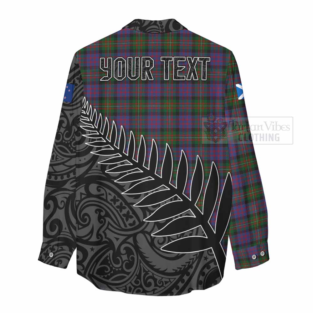 Tartan Vibes Clothing MacDonell (McDonell) Crest Tartan Women's Casual Shirt with New Zealand Silver Fern Half Style