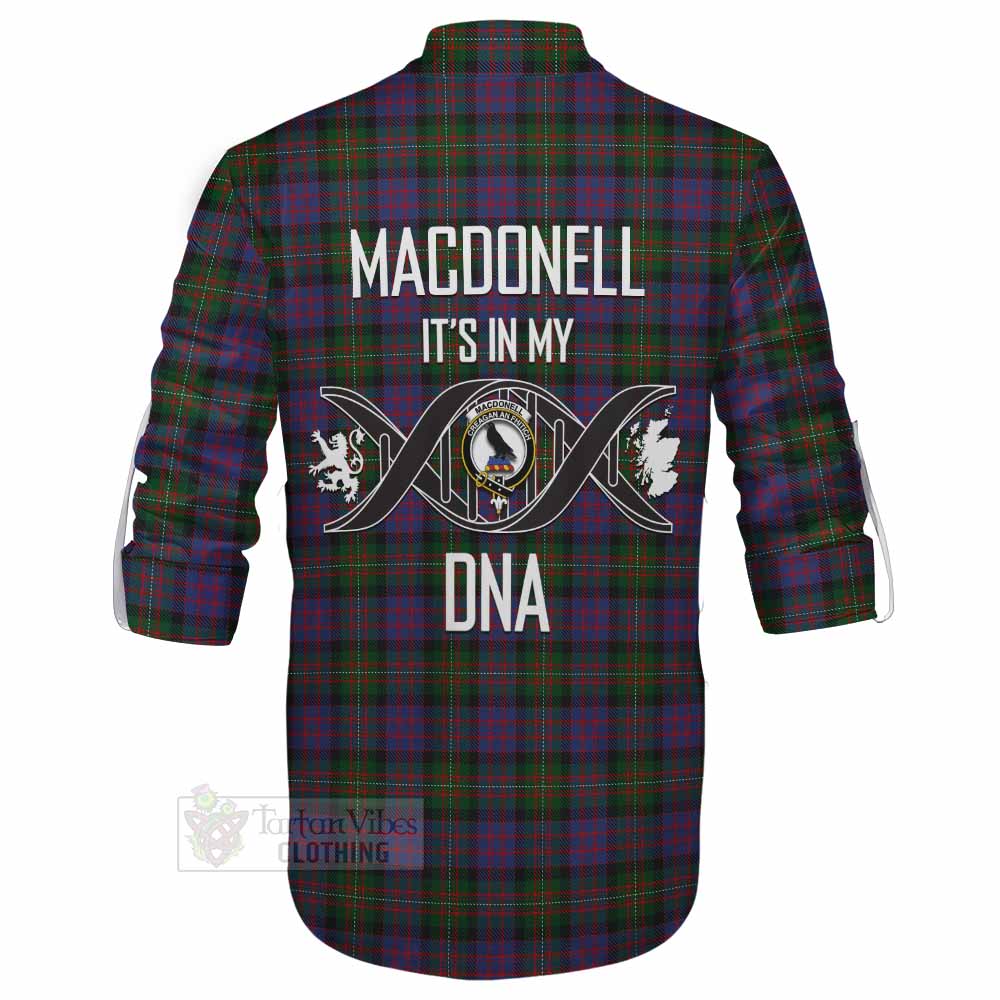 Tartan Vibes Clothing MacDonell (McDonell) Tartan Ghillie Kilt Shirt with Family Crest DNA In Me Style