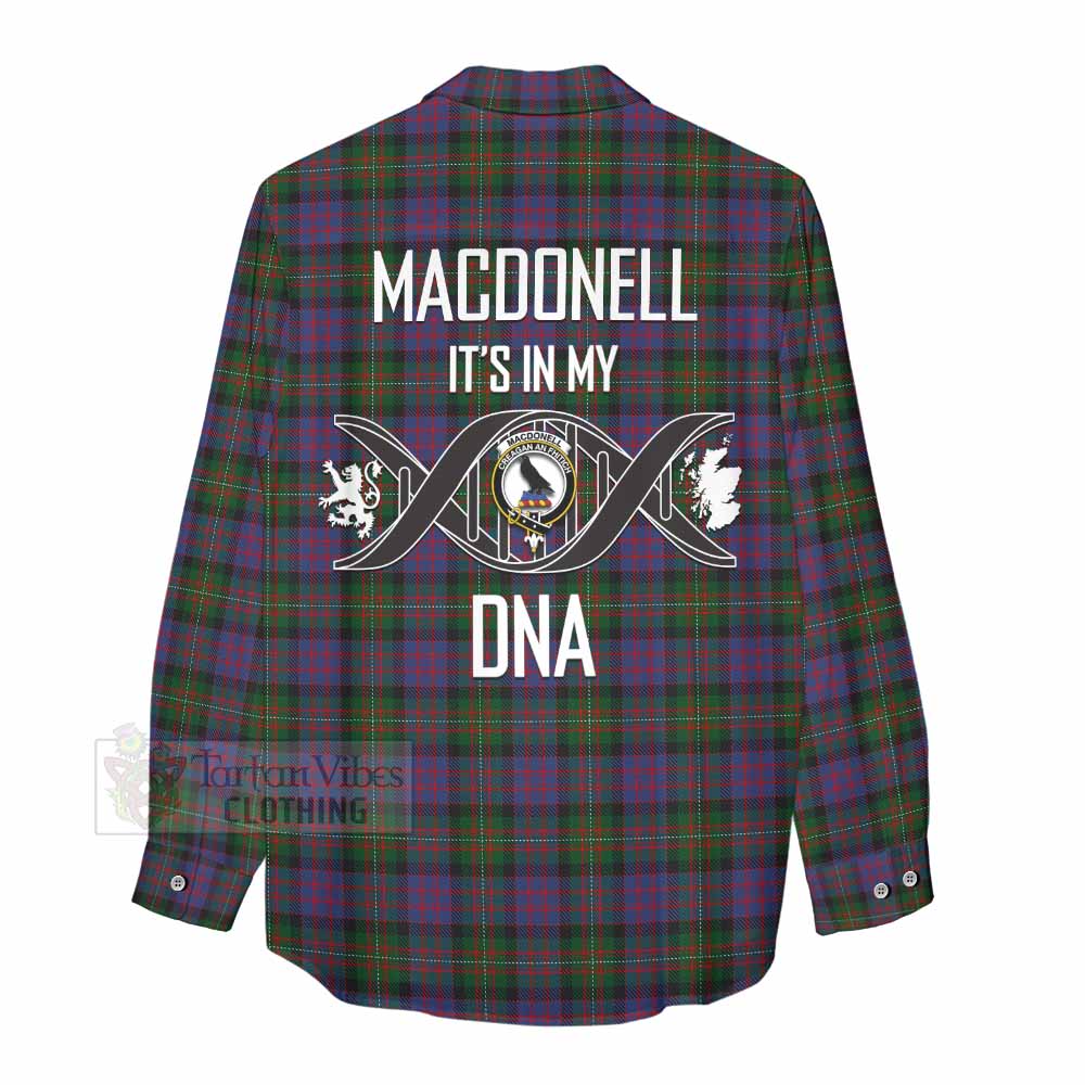 Tartan Vibes Clothing MacDonell (McDonell) Tartan Women's Casual Shirt with Family Crest DNA In Me Style