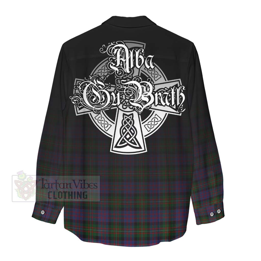 Tartan Vibes Clothing MacDonell (McDonell) Tartan Women's Casual Shirt Featuring Alba Gu Brath Family Crest Celtic Inspired