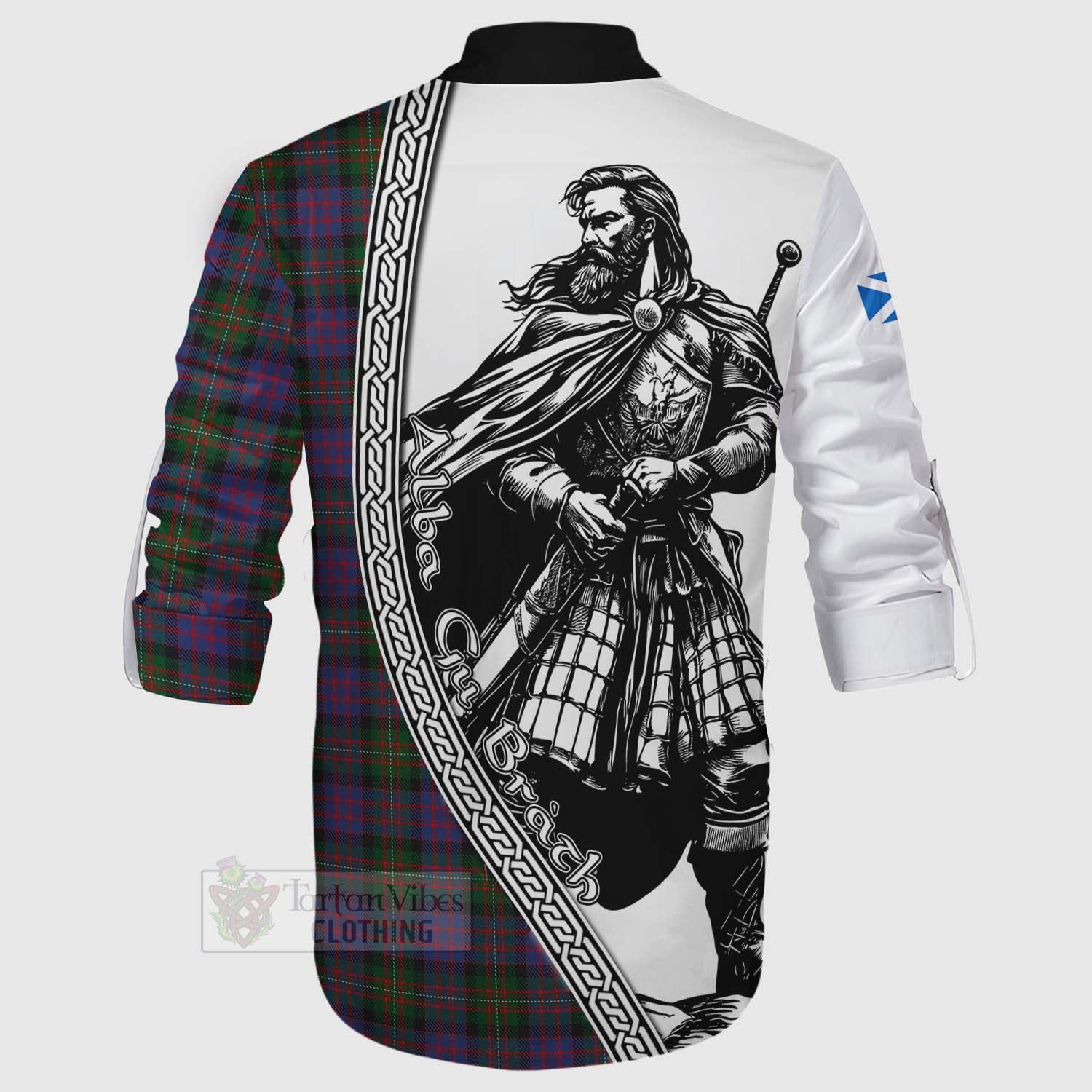 Tartan Vibes Clothing MacDonell (McDonell) Tartan Clan Crest Ghillie Kilt Shirt with Highlander Warrior Celtic Style