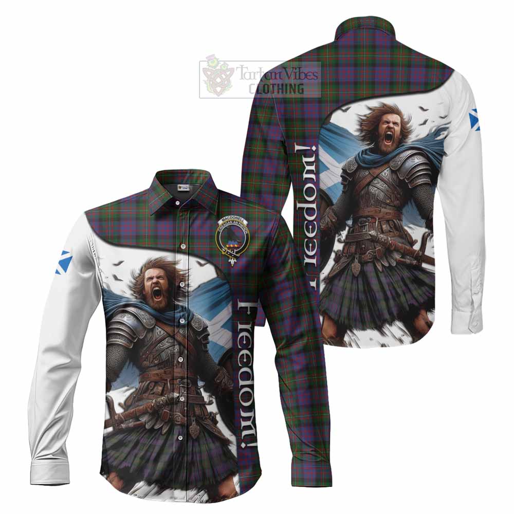 Tartan Vibes Clothing MacDonell (McDonell) Crest Tartan Long Sleeve Button Shirt Inspired by the Freedom of Scottish Warrior