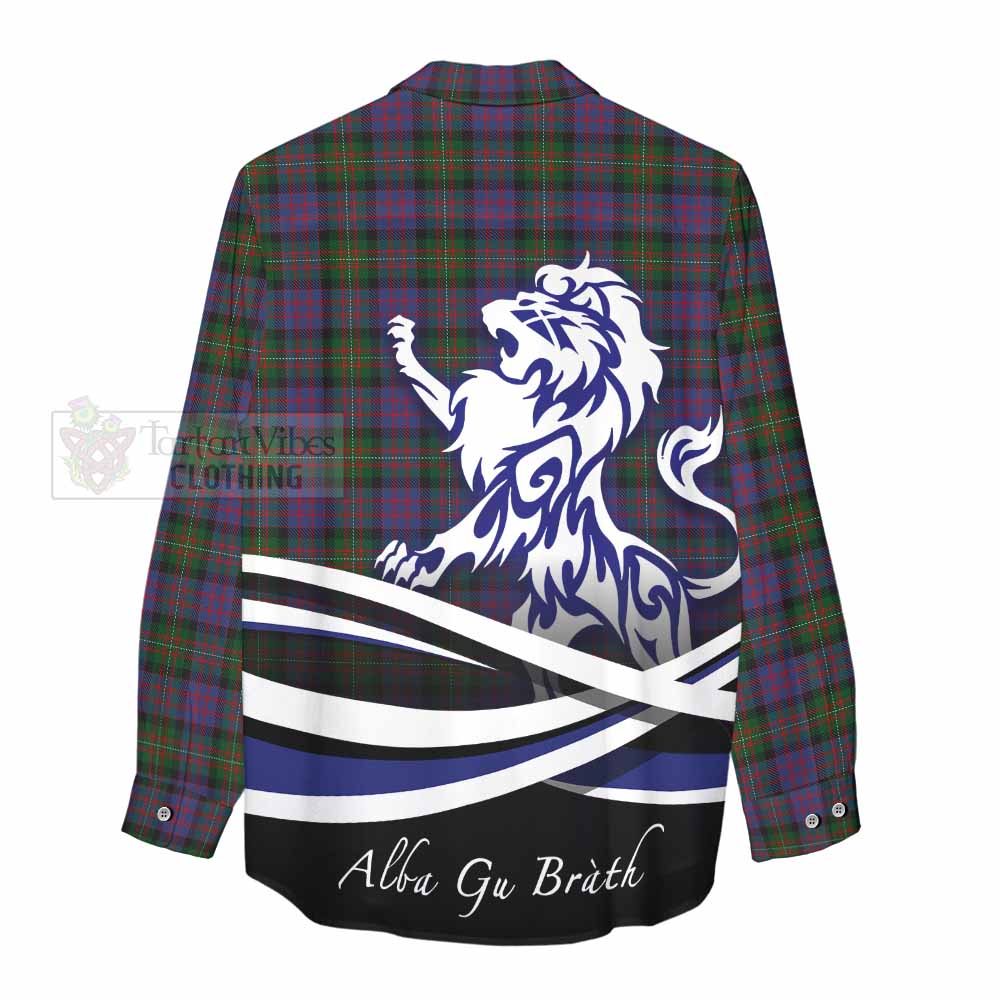 Tartan Vibes Clothing MacDonell (McDonell) Tartan Women's Casual Shirt with Alba Gu Brath Regal Lion Emblem