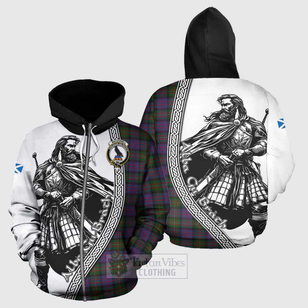 Tartan Vibes Clothing MacDonell (McDonell) Tartan Clan Crest Hoodie with Highlander Warrior Celtic Style