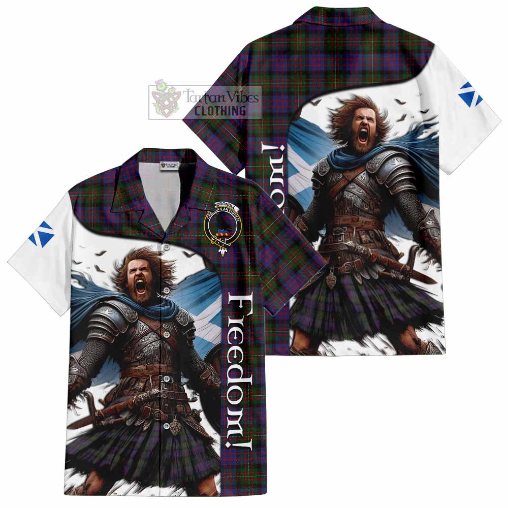 Tartan Vibes Clothing MacDonell (McDonell) Crest Tartan Short Sleeve Button Shirt Inspired by the Freedom of Scottish Warrior