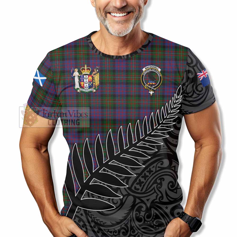 Tartan Vibes Clothing MacDonell (McDonell) Crest Tartan T-Shirt with New Zealand Silver Fern Half Style