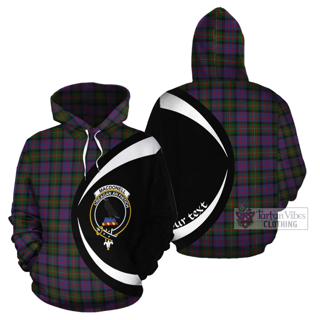 Tartan Vibes Clothing MacDonell (McDonell) Tartan Cotton Hoodie with Family Crest Circle Style