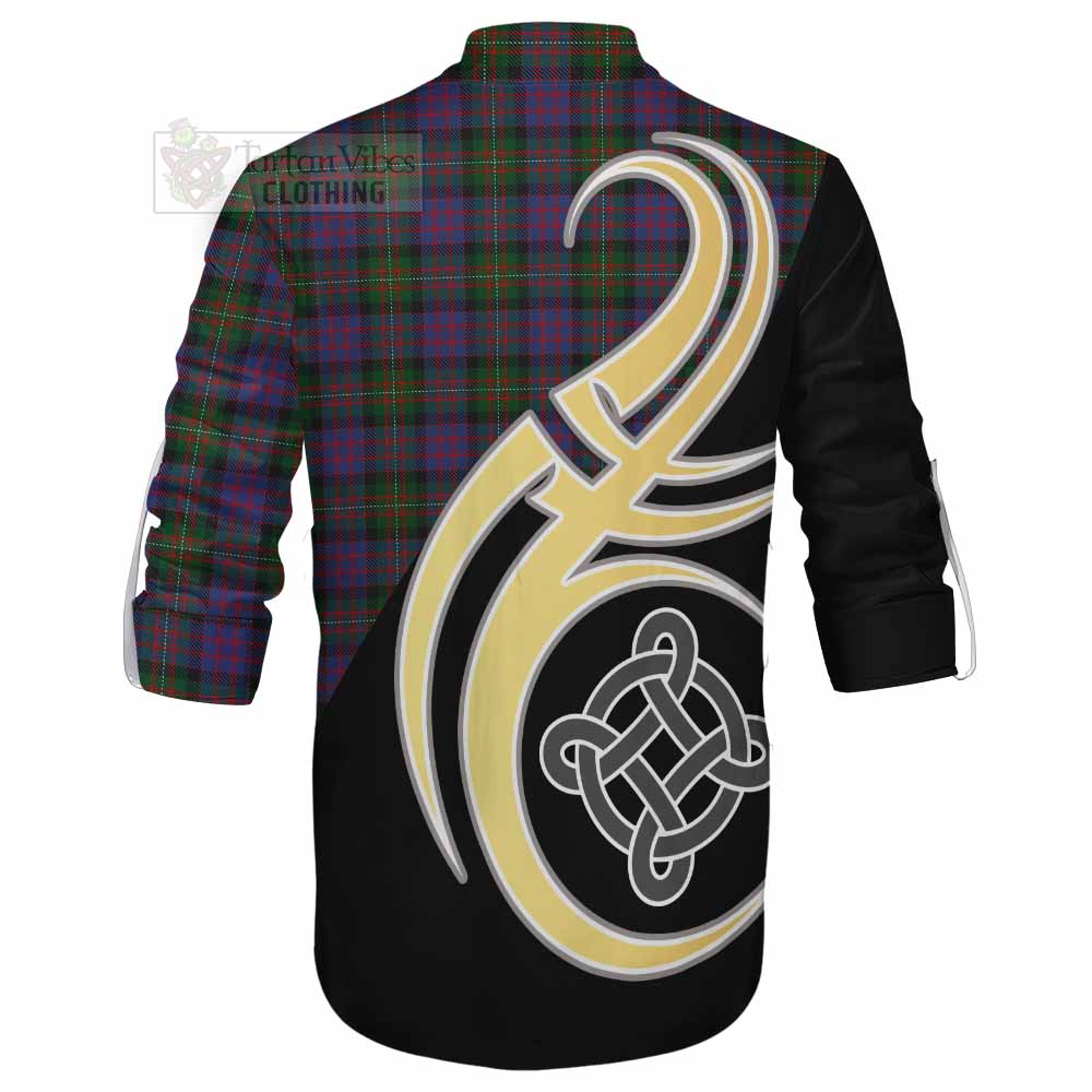 Tartan Vibes Clothing MacDonell (McDonell) Tartan Ghillie Kilt Shirt with Family Crest and Celtic Symbol Style