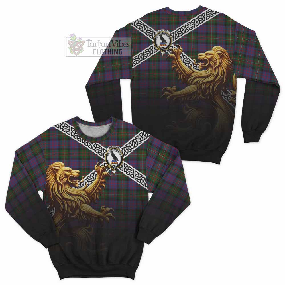 MacDonell (McDonell) Crest Tartan Sweatshirt with Golden Lion Emblem Celtic Style - Tartan Vibes Clothing