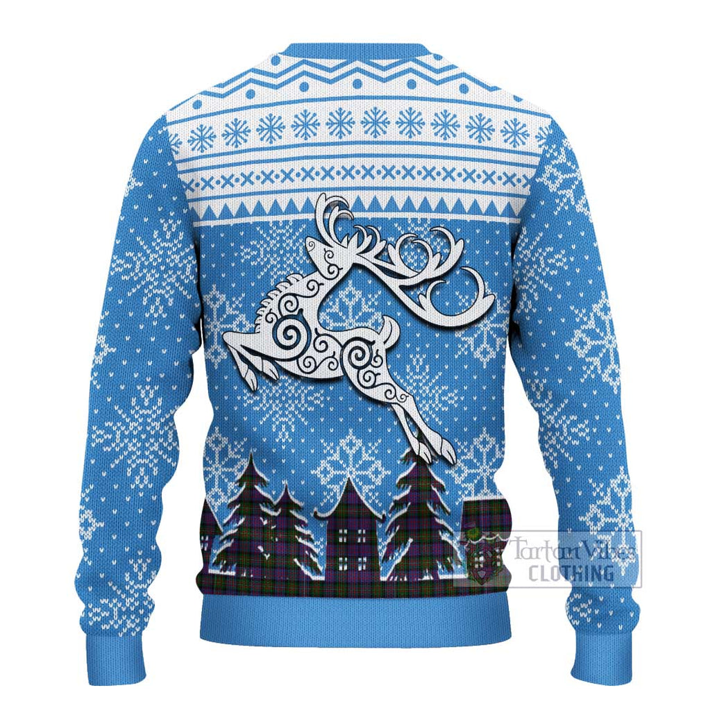 Tartan Vibes Clothing MacDonell (McDonell) Clan Christmas Ugly Sweater with Tartan and Celtic Raindeer Style