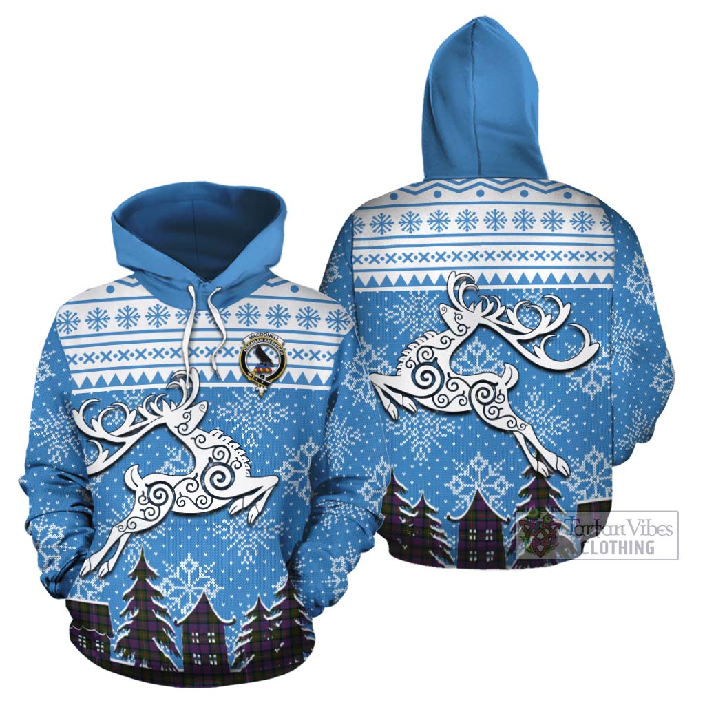 Tartan Vibes Clothing MacDonell (McDonell) Clan Christmas Cotton Hoodie Celtic Reindeer Style