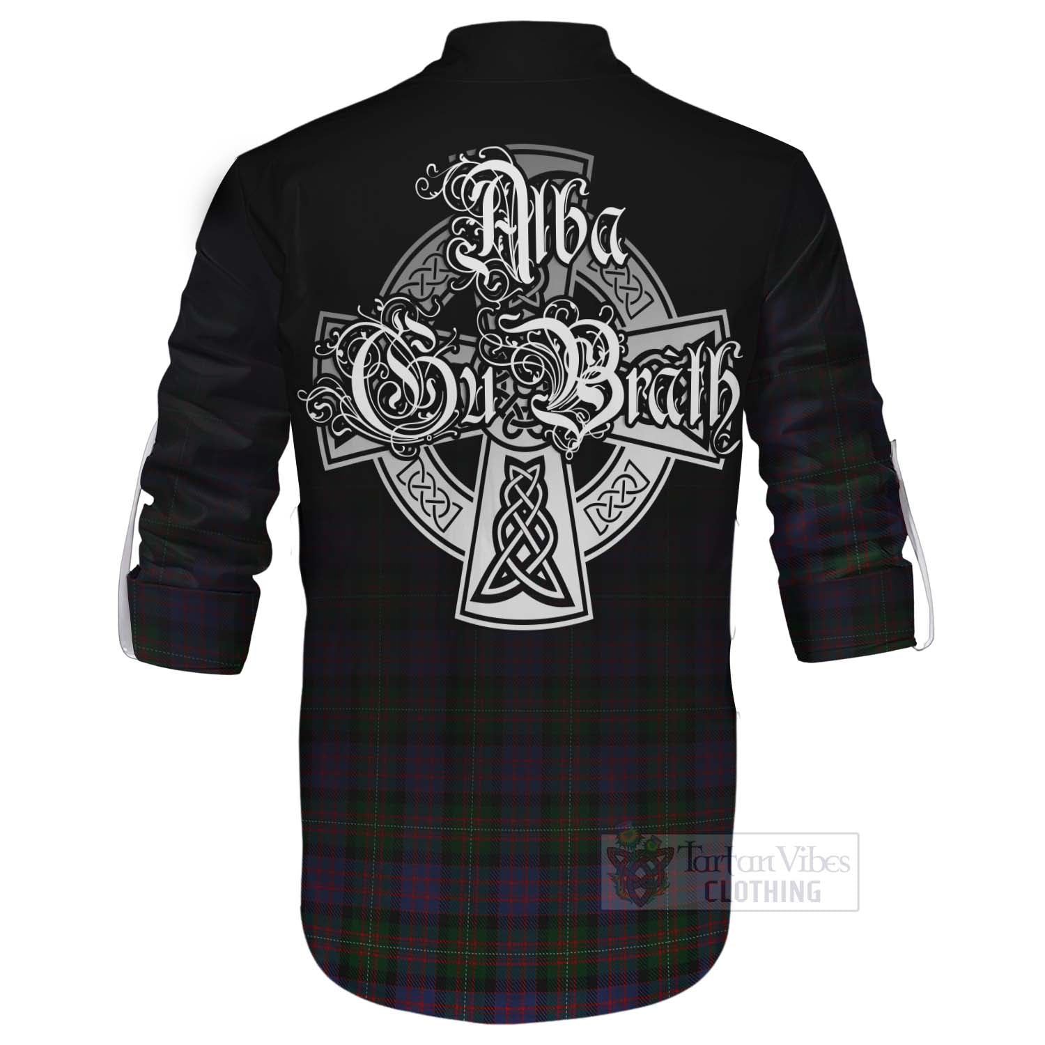 Tartan Vibes Clothing MacDonell (McDonell) Tartan Ghillie Kilt Shirt Featuring Alba Gu Brath Family Crest Celtic Inspired