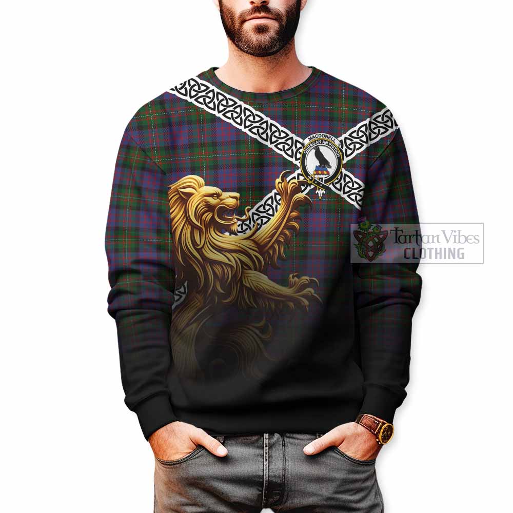 MacDonell (McDonell) Crest Tartan Sweatshirt with Golden Lion Emblem Celtic Style - Tartan Vibes Clothing