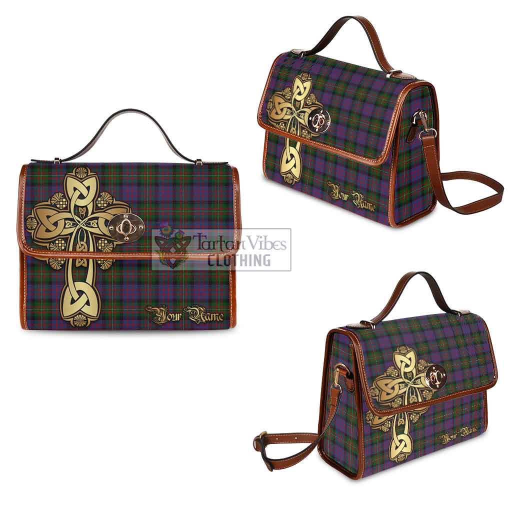 Tartan Vibes Clothing MacDonell (McDonell) Tartan Waterproof Canvas Bag Golden Thistle Celtic Cross Style