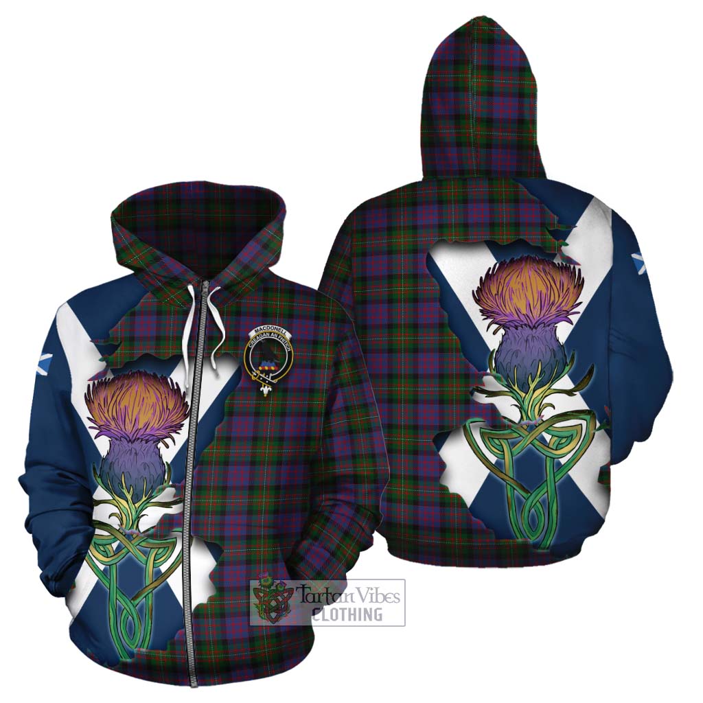 MacDonell (McDonell) Tartan Family Crest Cotton Hoodie Scottish Thistle Celtic Inspired Zip Hoodie - Tartan Vibes Clothing
