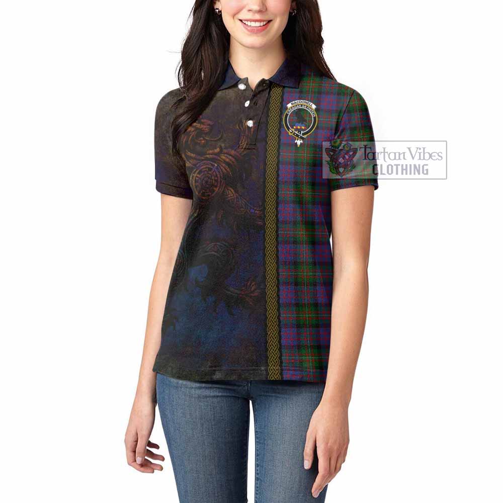 MacDonell (McDonell) Tartan Family Crest Women's Polo Shirt Alba Gu Brath Be Brave Lion Ancient Style - Tartan Vibes Clothing
