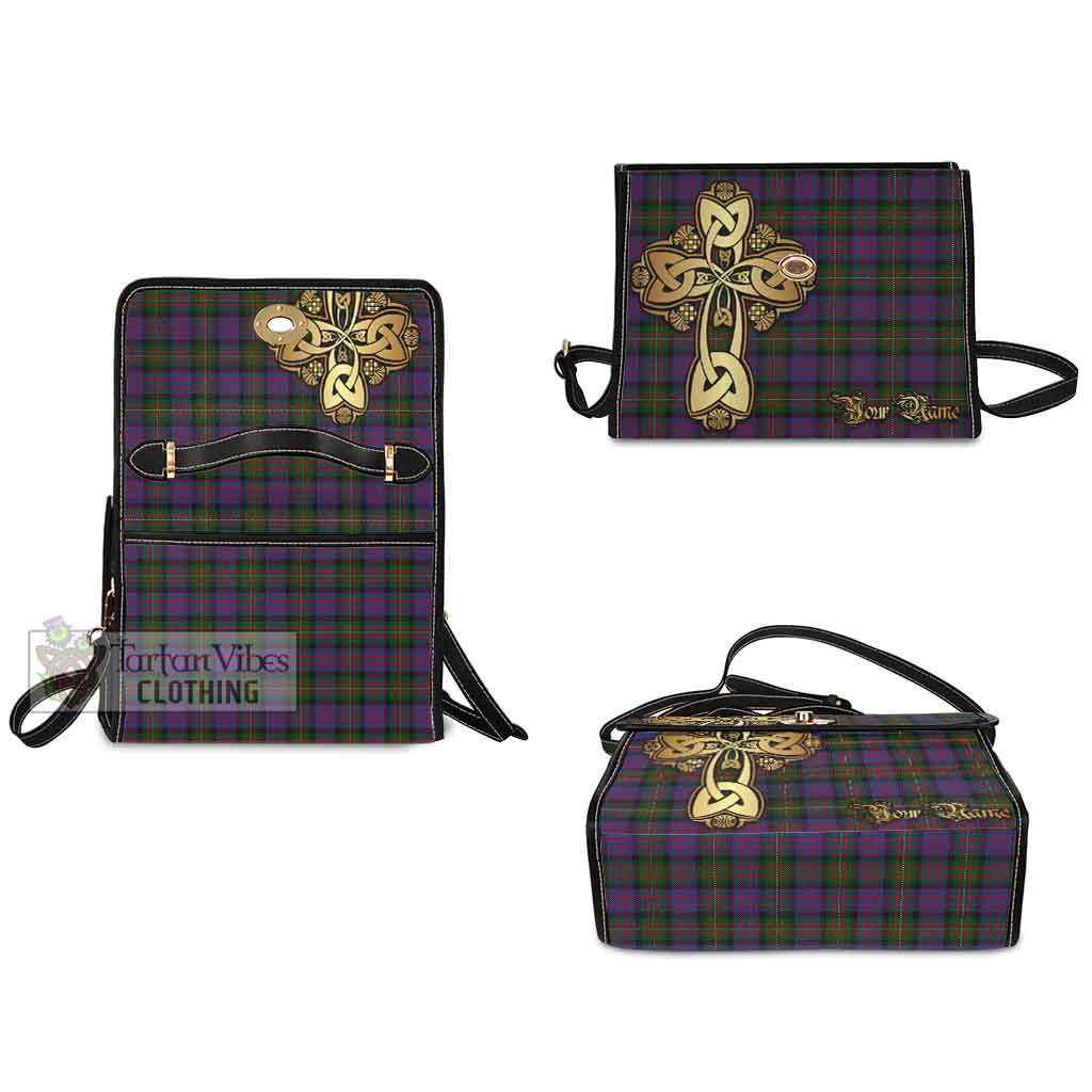 Tartan Vibes Clothing MacDonell (McDonell) Tartan Waterproof Canvas Bag Golden Thistle Celtic Cross Style