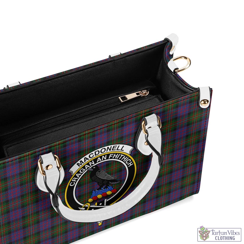 Tartan Vibes Clothing MacDonell of Glengarry Tartan Luxury Leather Handbags with Family Crest