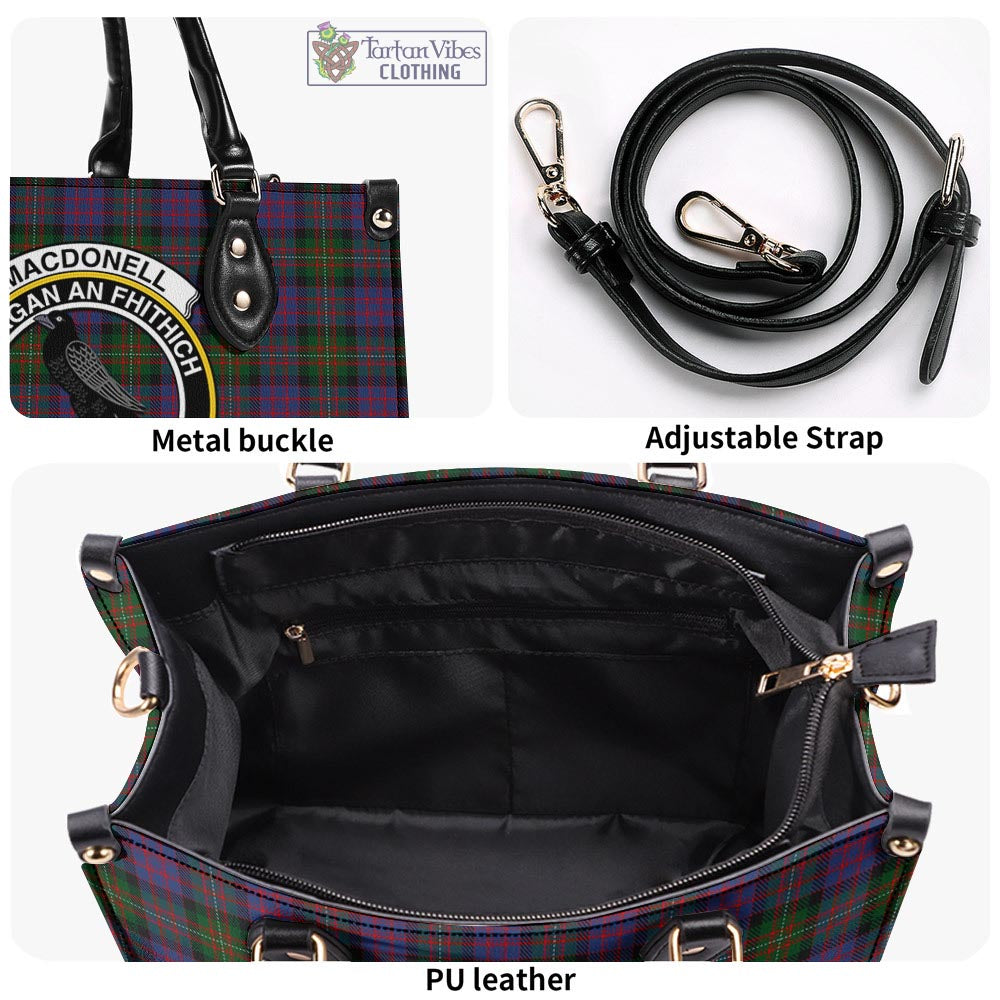 Tartan Vibes Clothing MacDonell of Glengarry Tartan Luxury Leather Handbags with Family Crest