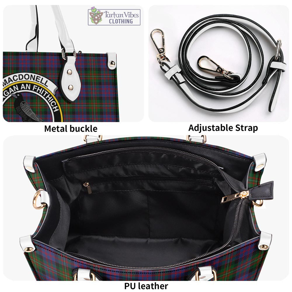 Tartan Vibes Clothing MacDonell of Glengarry Tartan Luxury Leather Handbags with Family Crest