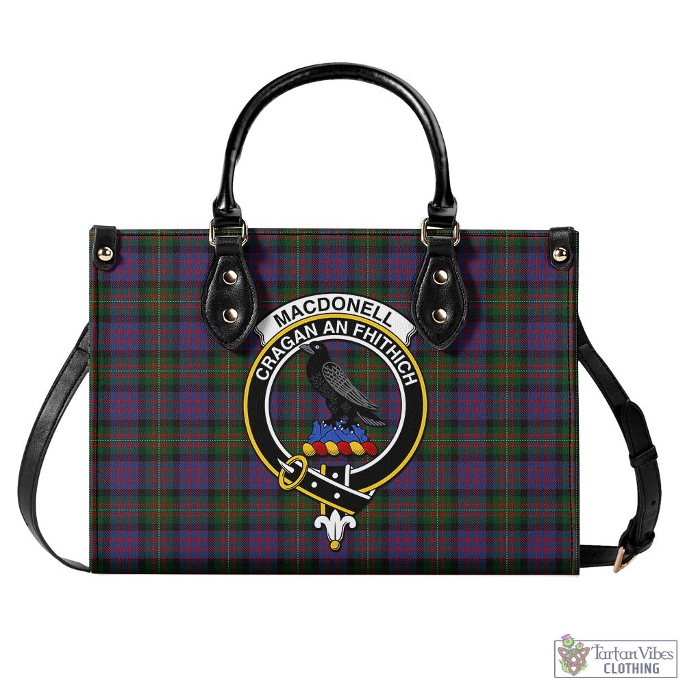 Tartan Vibes Clothing MacDonell of Glengarry Tartan Luxury Leather Handbags with Family Crest