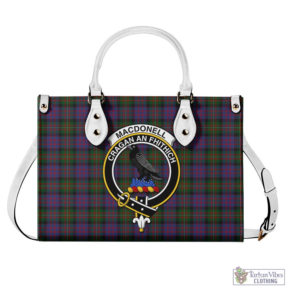 Tartan Vibes Clothing MacDonell of Glengarry Tartan Luxury Leather Handbags with Family Crest