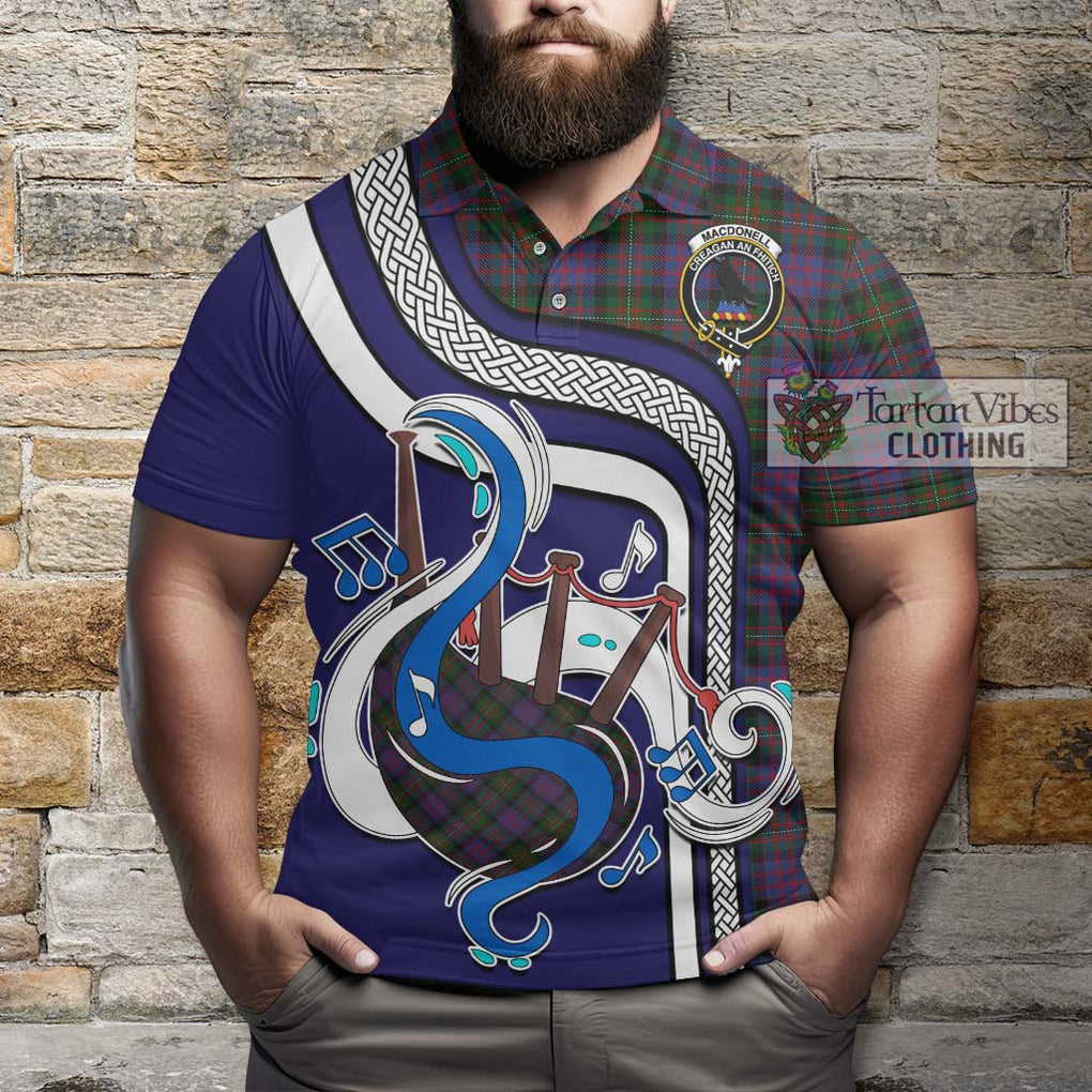 Tartan Vibes Clothing MacDonell of Glengarry Tartan Polo Shirt with Epic Bagpipe Style