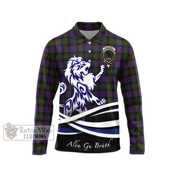 MacDonell (McDonell) Tartan Long Sleeve Polo Shirt with Alba Gu Brath Regal Lion Emblem