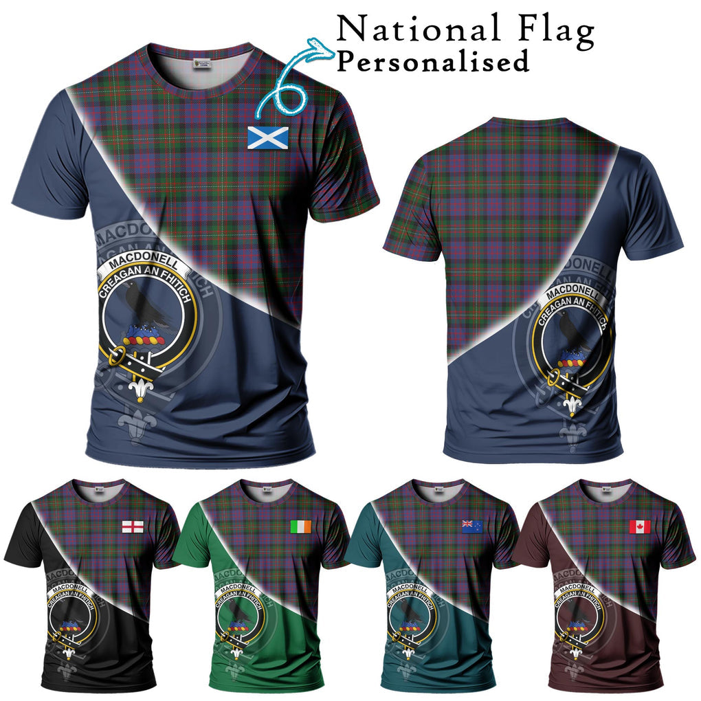 MacDonell (McDonell) Tartan T-Shirt with Personalised National Flag and Family Crest Half Style Kid's Shirt - Tartanvibesclothing Shop