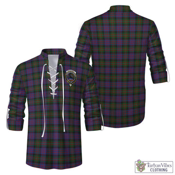 MacDonell (McDonell) Tartan Men's Scottish Traditional Jacobite Ghillie Kilt Shirt with Family Crest