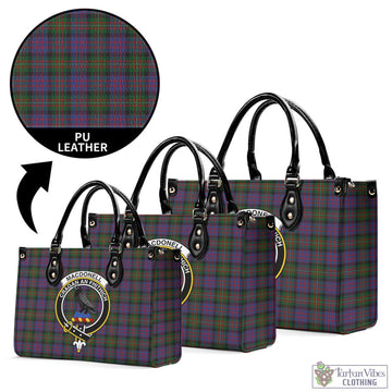 MacDonell (McDonell) Tartan Luxury Leather Handbags with Family Crest