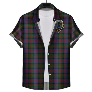 MacDonell (McDonell) Tartan Short Sleeve Button Down Shirt with Family Crest