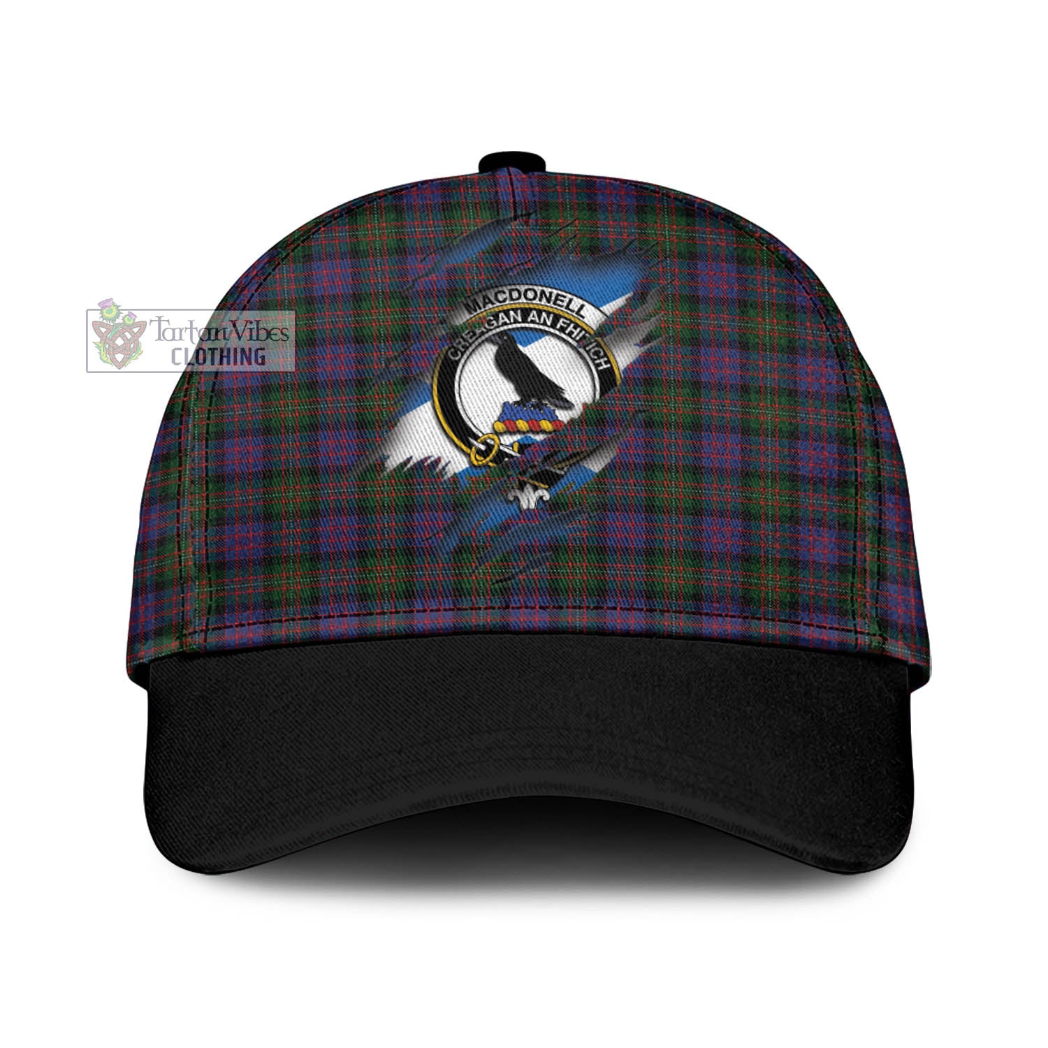 Tartan Vibes Clothing MacDonell of Glengarry Tartan Classic Cap with Family Crest In Me Style