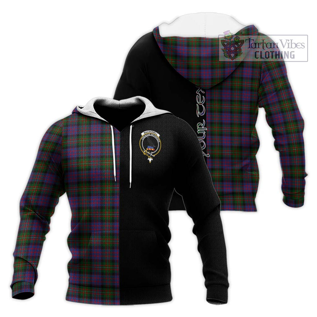 MacDonell (McDonell) Tartan Knitted Hoodie with Family Crest and Half Of Me Style Unisex Knitted Pullover Hoodie - Tartanvibesclothing Shop