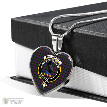 MacDonell (McDonell) Tartan Heart Necklace with Family Crest