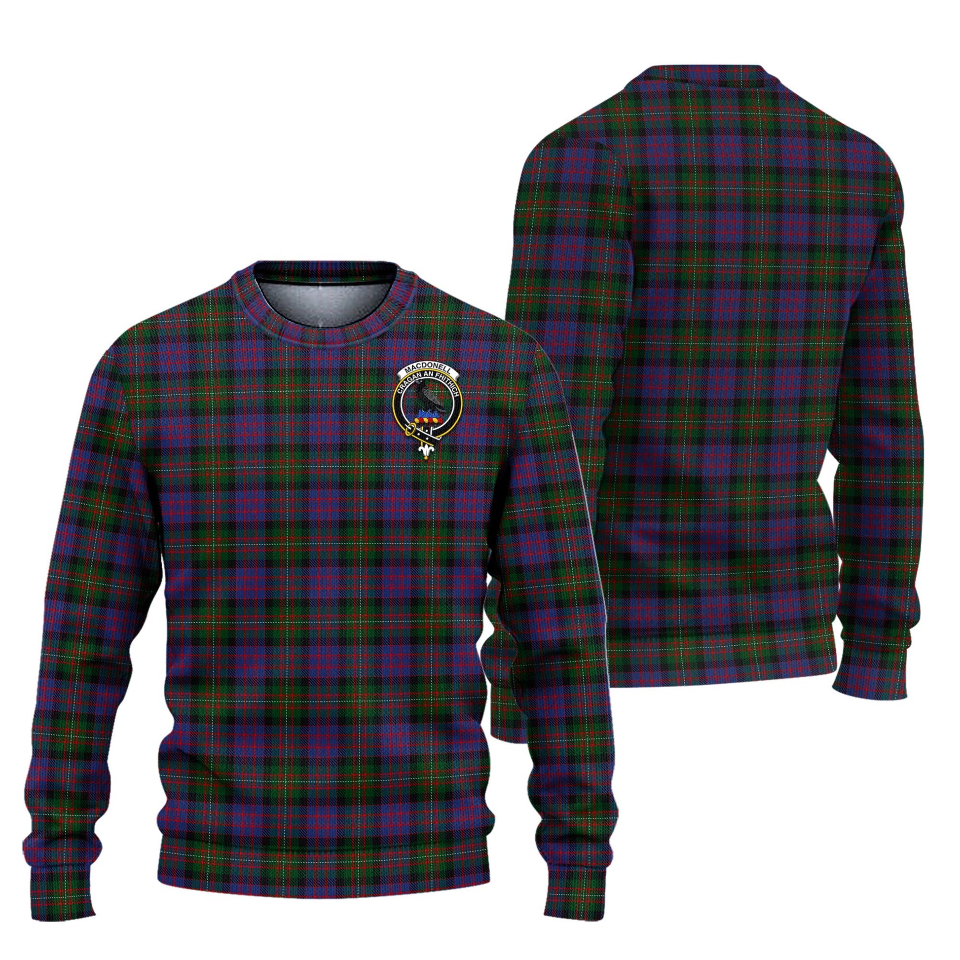 MacDonell of Glengarry Tartan Knitted Sweater with Family Crest Unisex - Tartanvibesclothing