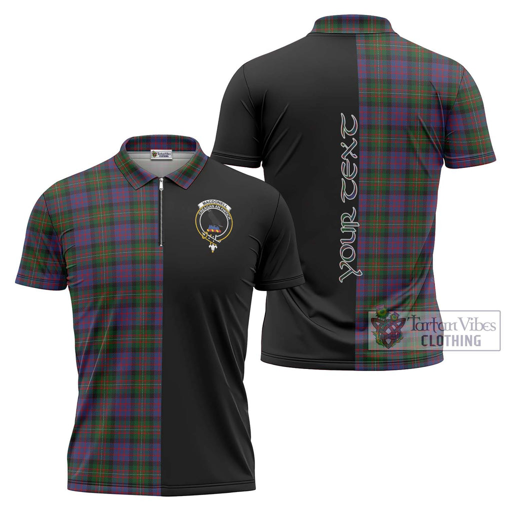 MacDonell (McDonell) Tartan Zipper Polo Shirt with Family Crest and Half Of Me Style Unisex - Tartanvibesclothing Shop