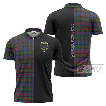 MacDonell (McDonell) Tartan Zipper Polo Shirt with Family Crest and Half Of Me Style