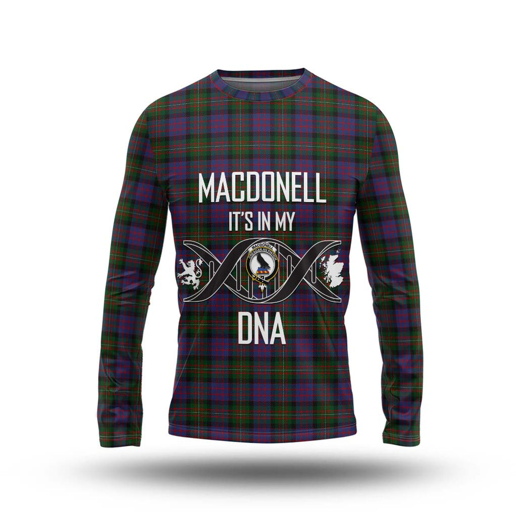 MacDonell (McDonell) Tartan Long Sleeve T-Shirt with Family Crest DNA In Me Style Unisex - Tartanvibesclothing Shop