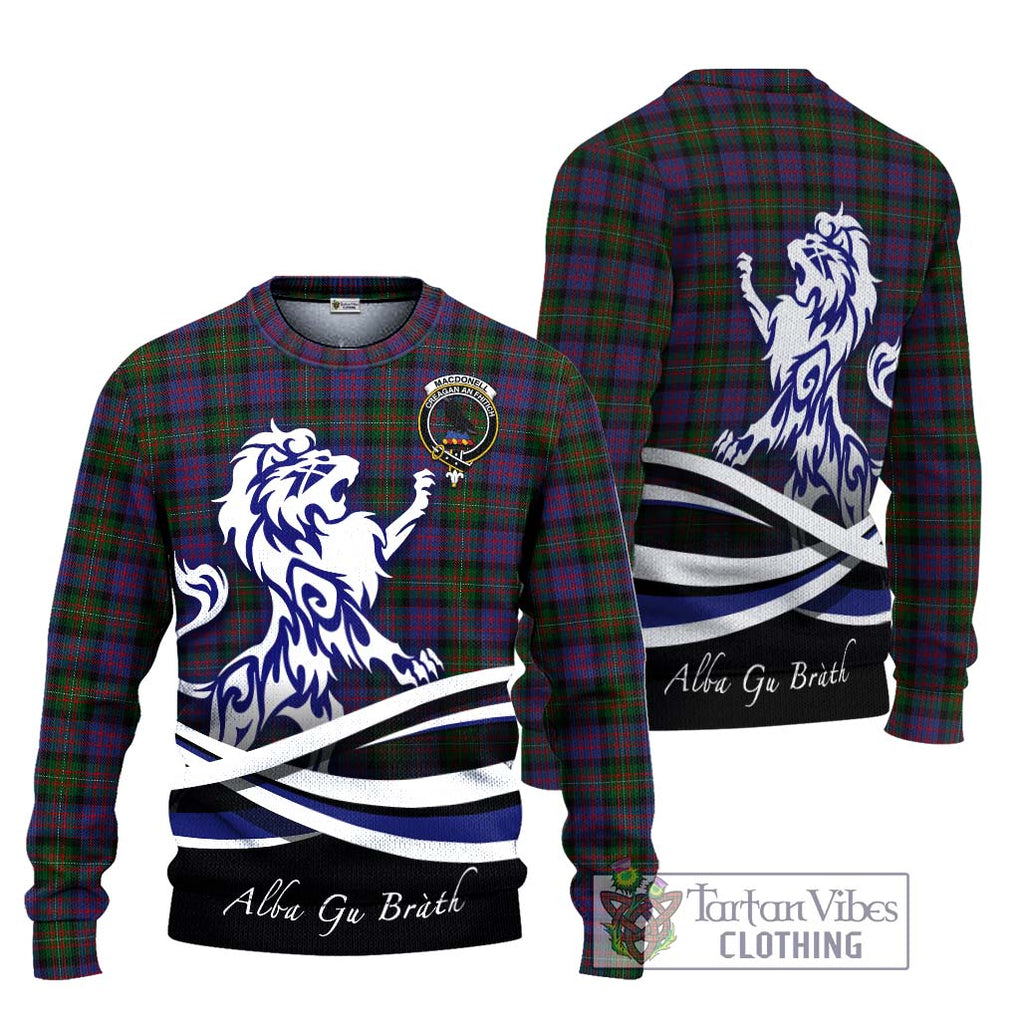 MacDonell (McDonell) Tartan Knitted Sweater with Alba Gu Brath Regal Lion Emblem Unisex - Tartanvibesclothing Shop