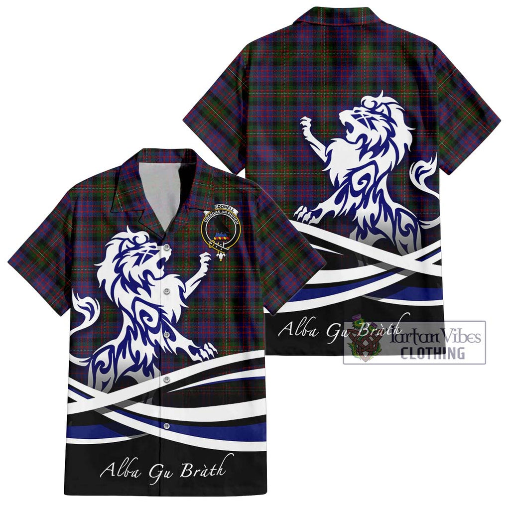 MacDonell (McDonell) Tartan Short Sleeve Button Shirt with Alba Gu Brath Regal Lion Emblem Kid - Tartanvibesclothing Shop