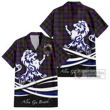 MacDonell (McDonell) Tartan Short Sleeve Button Shirt with Alba Gu Brath Regal Lion Emblem